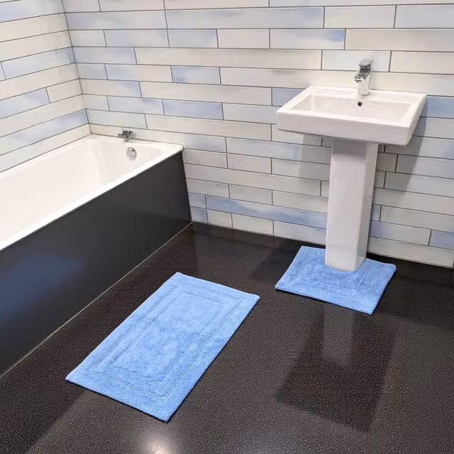 Showerdrape Pinnacle 2 Piece Cotton Bath Mat Set in Blue