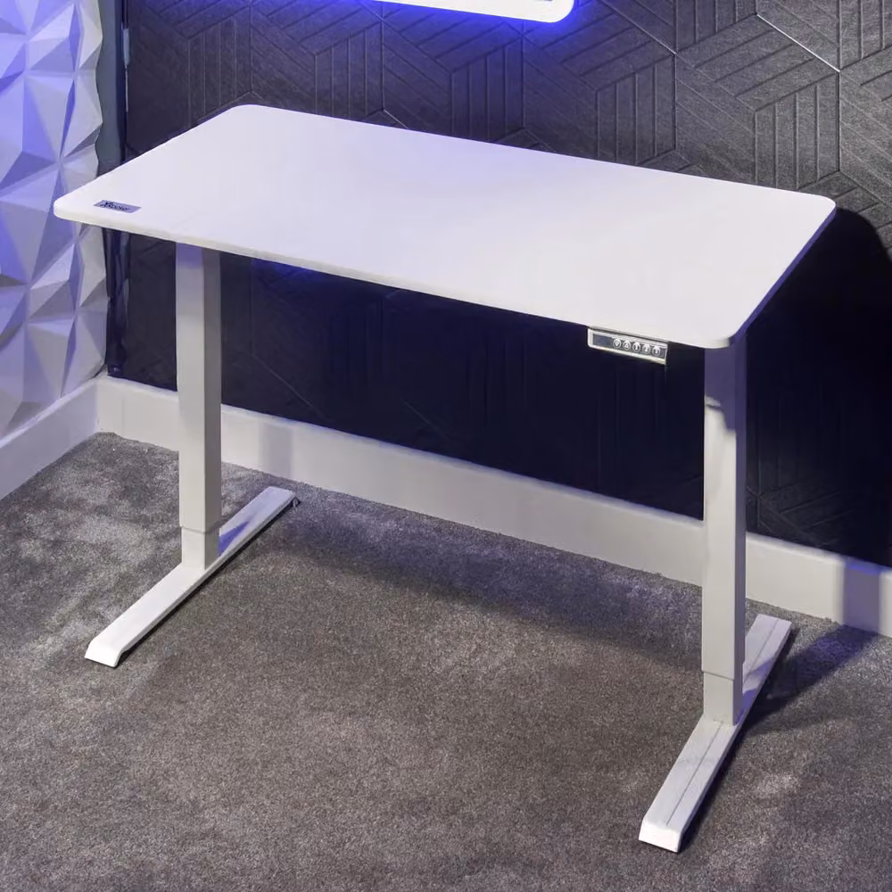 X Rocker Ascend Electric Height Adjustable Gaming Desk in White, W: 120 cm, D: 60 cm, H: 80 cm – 6