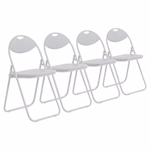 Harbour Housewares White Padded Folding Chairs, Pack of 4