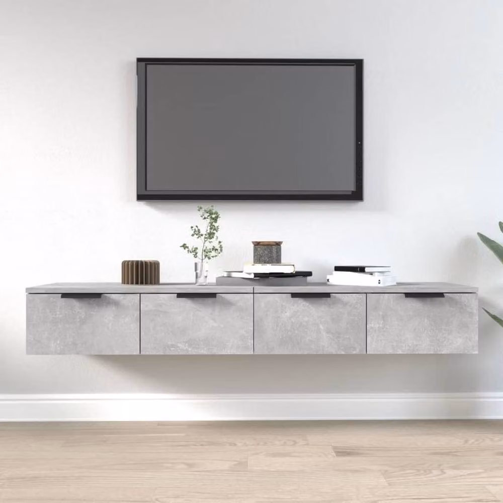 Berkfield Home Wall Mounted Cabinets, 2 Pack, Concrete Grey, W/D/H: 68 x 30 x 20 cm – 2