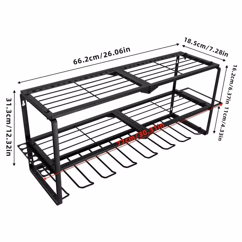 Nordara Heavy Duty Wall Mounted Power Tool and Drill Holder Storage Rack in Black – 2