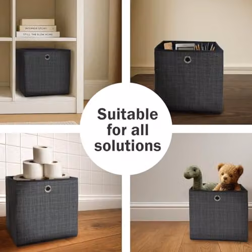 Libbi Lou Fabric Storage Cube Boxes Set of 6, Grey, W/D/H: 30 x 30 x 30 cm – 2