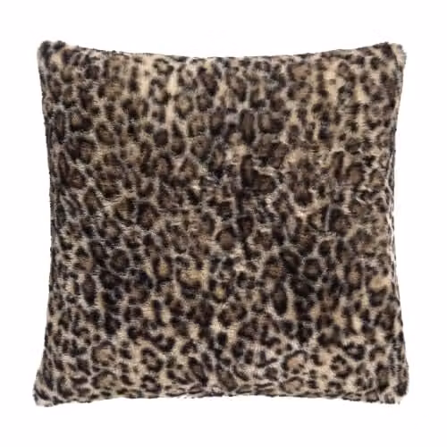 Fusion Leopard Faux Fur Cushion in Beige and Multicolour, W/D/H: 43 x 43 x 43 cm – 2