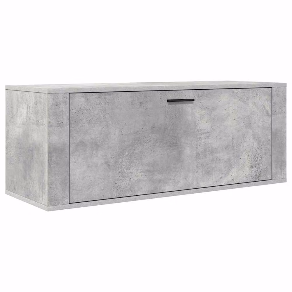 Berkfield Home Wall Mounted Shoe Cabinet in Concrete Grey, W/D/H: 100 x 35 x 38 cm – 2
