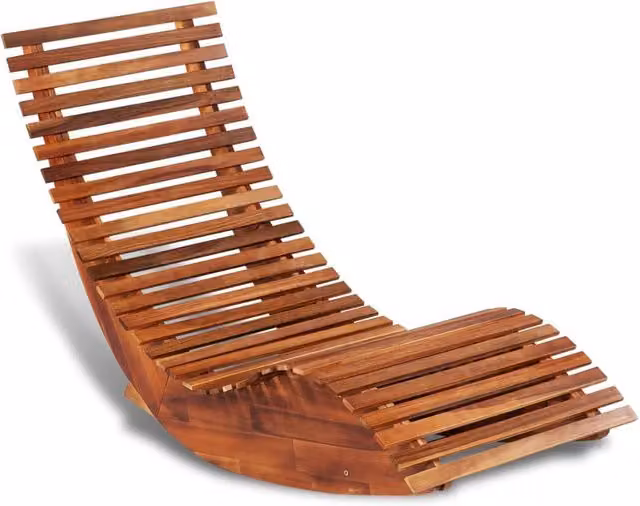 Berkfield Home Brown Acacia Wood Rocking Sun Lounger – 1