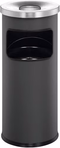 Durable Metal Round Waste Bin with Flip Lid Ashtray Top in Anthracite Grey, 17 Litre Bin Capacity and 2 Litre Ashtray Capacity – 1