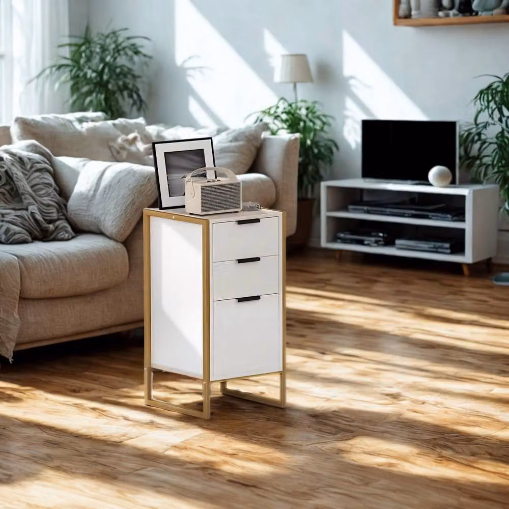 Pirlo Plush Industrial 3 Drawer Chest of Drawers Storage Unit in White – 2