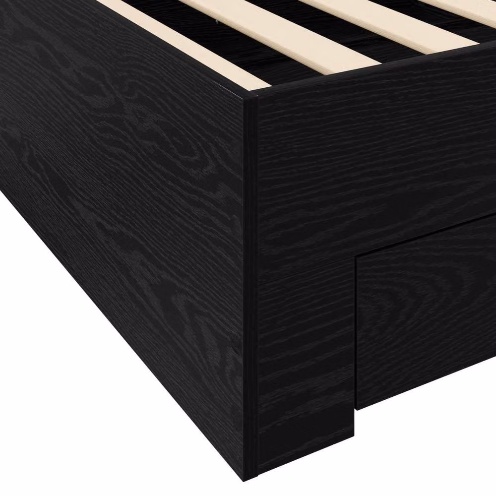 Berkfield Home Bed Frame with Storage Drawers in Black Oak, W/D/H: 80 x 200 x 32 cm – 3