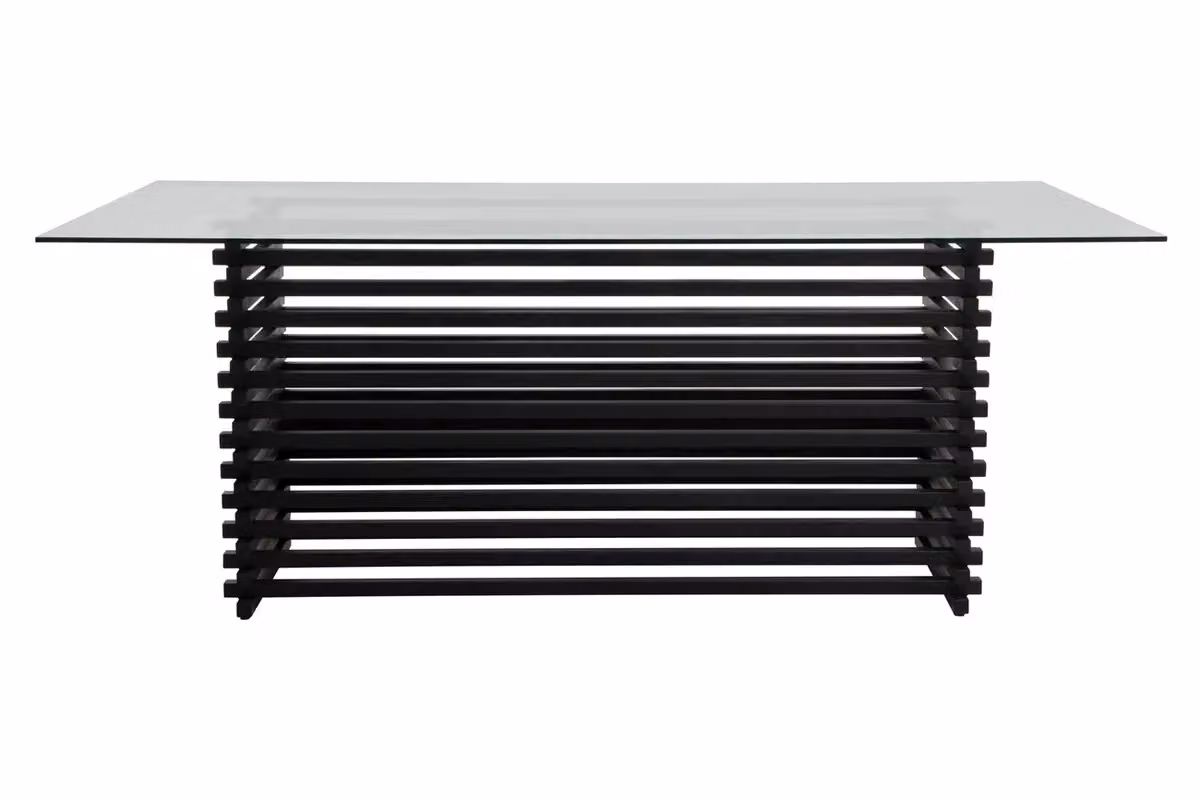 Orsina Vogue Art Deco Rectangular Dining Table with Matt Black Glass Top – 2