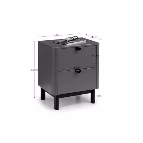 Julian Bowen Chloe 2 Drawer Bedside Table in Grey – 2