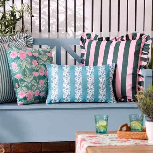 Riva Home Blue Nature Striped Rectangular Outdoor Cushion, W/D/H: 50 x 30 x 30 cm – 3