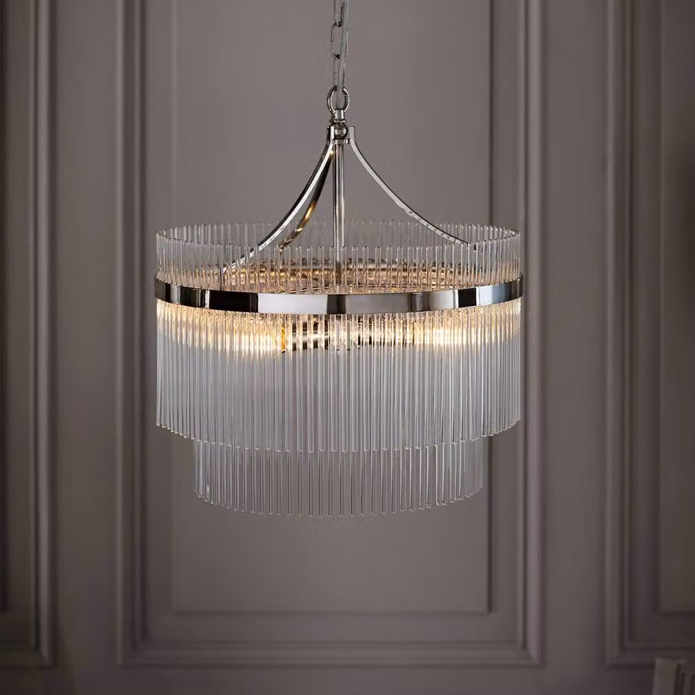Netlighting Marietta 5 Light Multi Arm Ceiling Pendant Lamp in Grey and Silver with Transparent Glass Shades – 2
