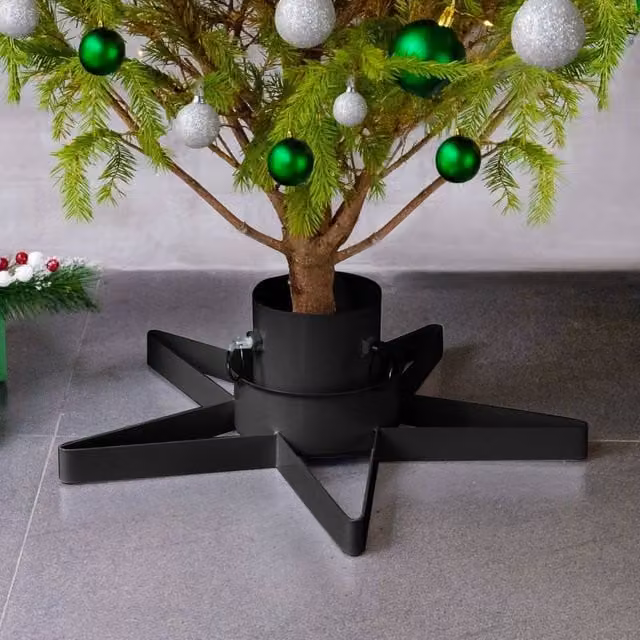 Berkfield Home Christmas Tree Stand, Black, W/D/H: 47 x 47 x 13.5 cm – 1