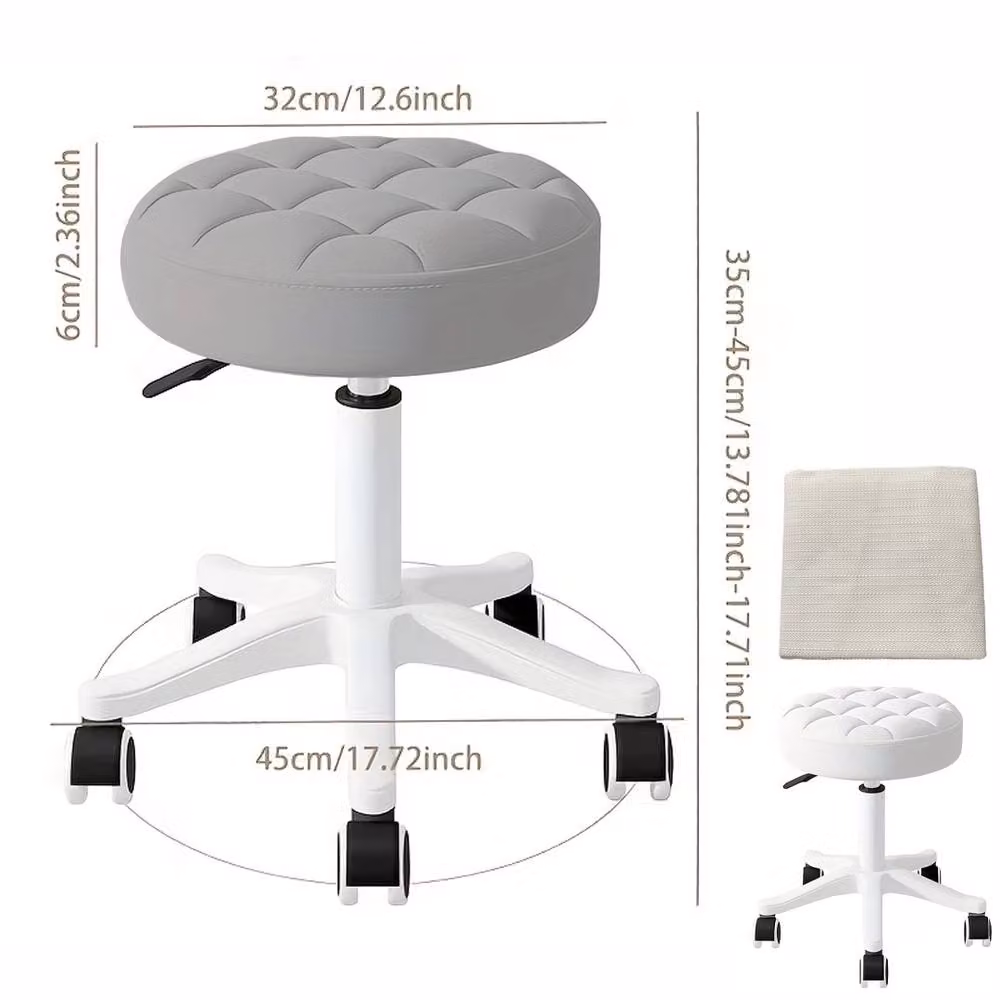 FORGEVIO Grey Salon Chair with Height-Adjustable Lift, 360 Degree Swivel and Synthetic Leather Upholstery – 2