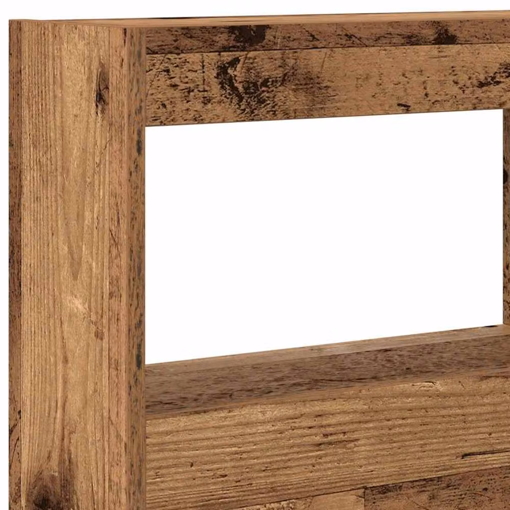 Berkfield Home Headboard Cabinet with LED in Old Wood Brown, W: 140 cm, D: 17 cm, H: 102 cm – 5