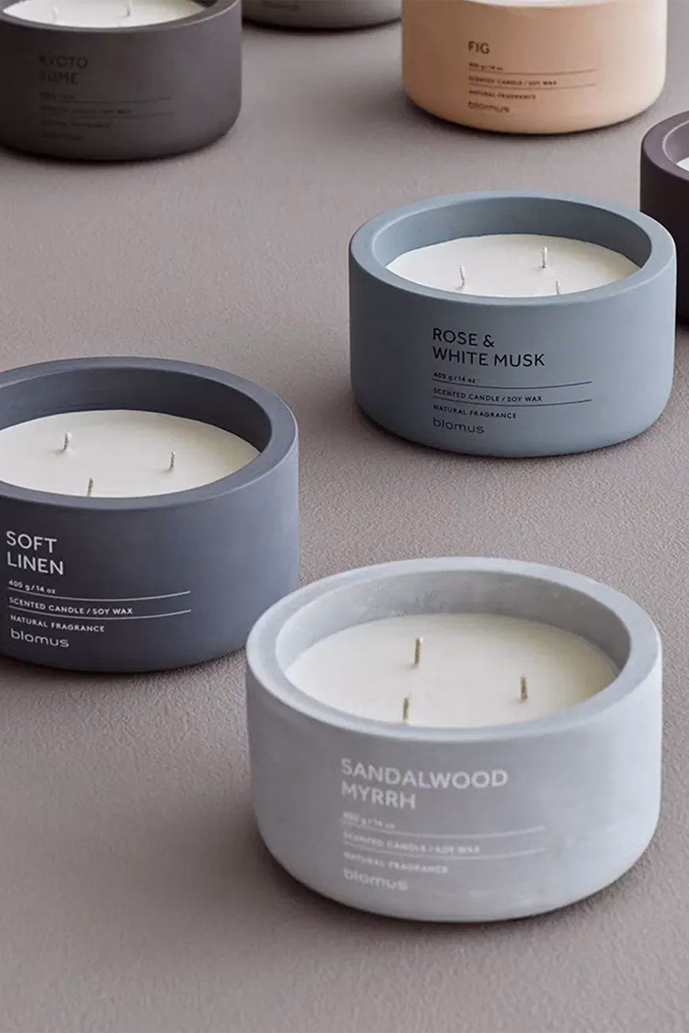 Blomus Fraga Sandalwood and Myrrh Scented Tabletop Candle in Grey Concrete – 2