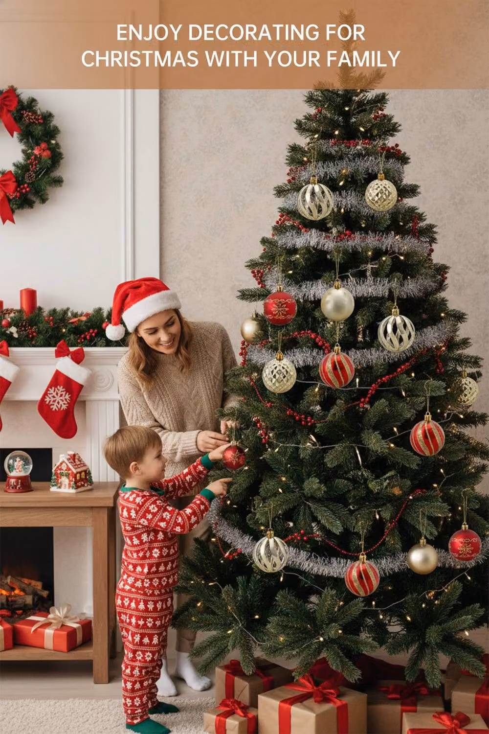 Living and Home 30-Piece Multicolour Christmas Bauble Ornament Set with Geometric, Hollow and Glossy Designs – 3