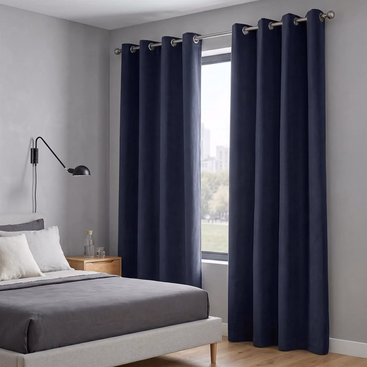 Luxury Living Velvet Chenille Eyelet Curtains, Blue, Width: 142 cm, Drop: 183 cm – 4
