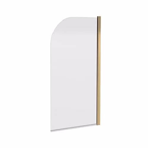 nuie NSS18 Pacific Modern Round Shower Bath Screen, 6mm Toughened Safety Glass, Gold, W: 143.5 cm, H: 78.5 cm – 1