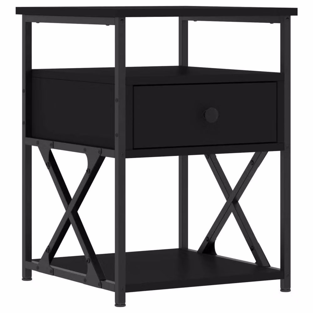 Berkfield Home Set of 2 Black Bedside Cabinets in Engineered Wood, W/D/H: 40 x 42 x 55 cm – 3