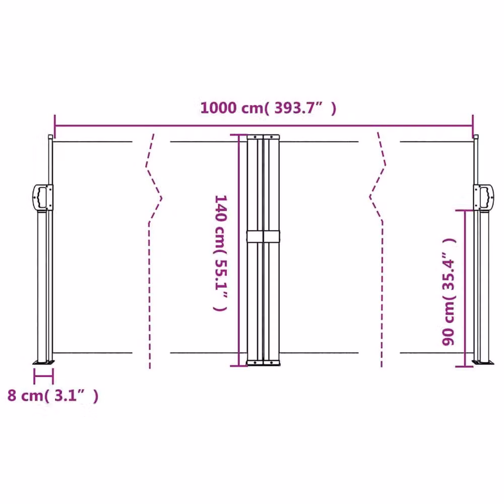 Berkfield Home Retractable Single Side Awning in Taupe, W: 140 cm, L: 1000 cm – 6
