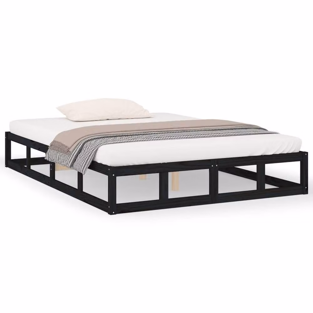 Berkfield Home Beautiful Bed Frame in Black Solid Pine Wood, W/D/H: 160 x 200 cm – 3