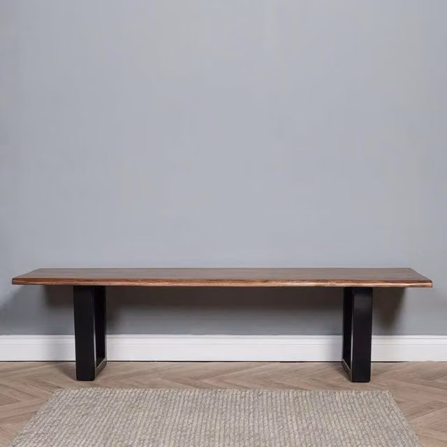 Elm Home And Garden Modern Mango Wood Hallway and Dining Room Bench, Brown, W/D/H: 155 x 40 x 45 cm