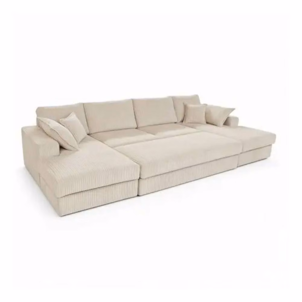 Snug Furniture Birmingham Ltd Large Double Corner Sofa with Matching Ottoman in Cream Jumbo Cord – 2