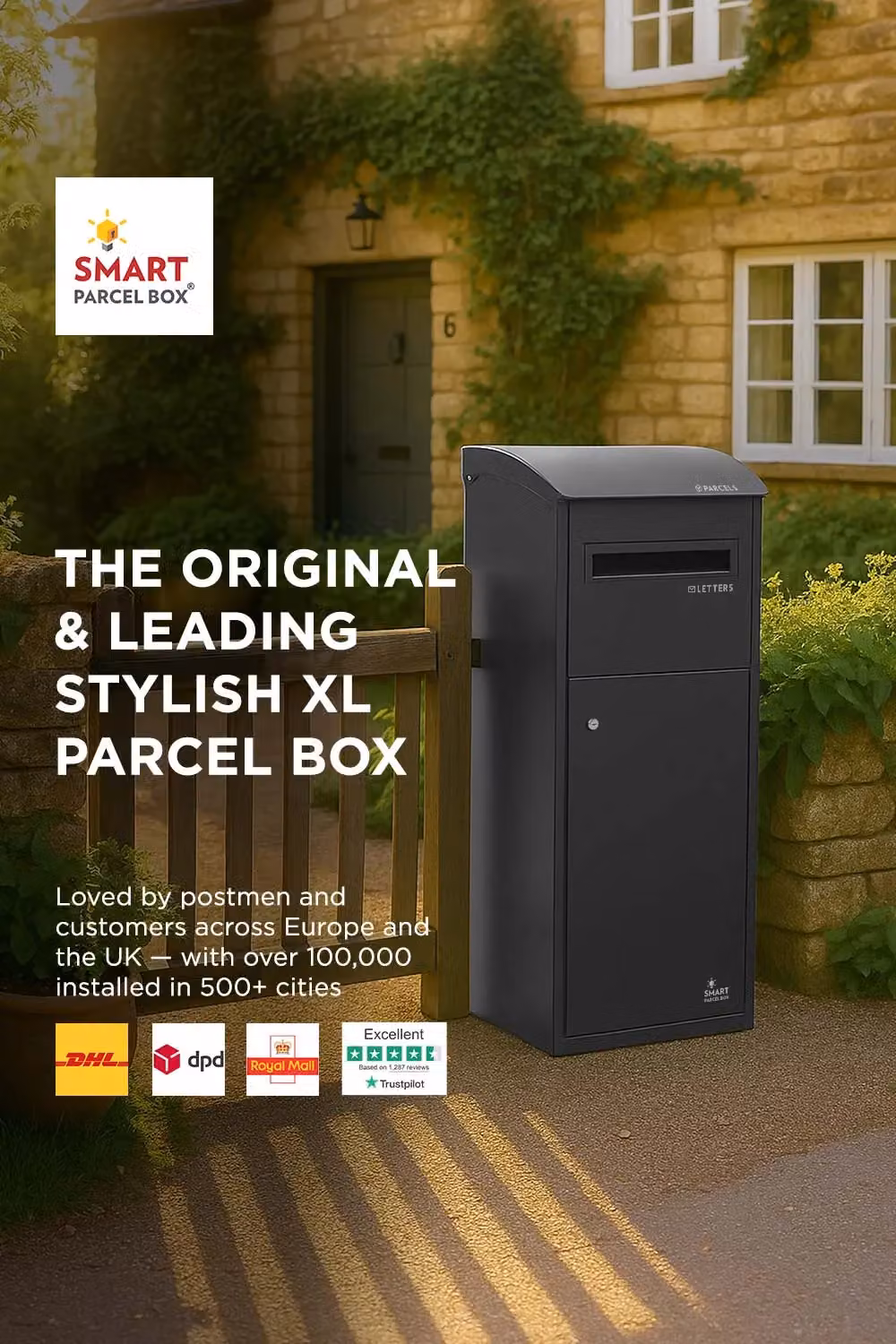 Homescapes Smart Parcel Box Extra-Large Wall-Mounted Secure Delivery Box in Black Steel – 2
