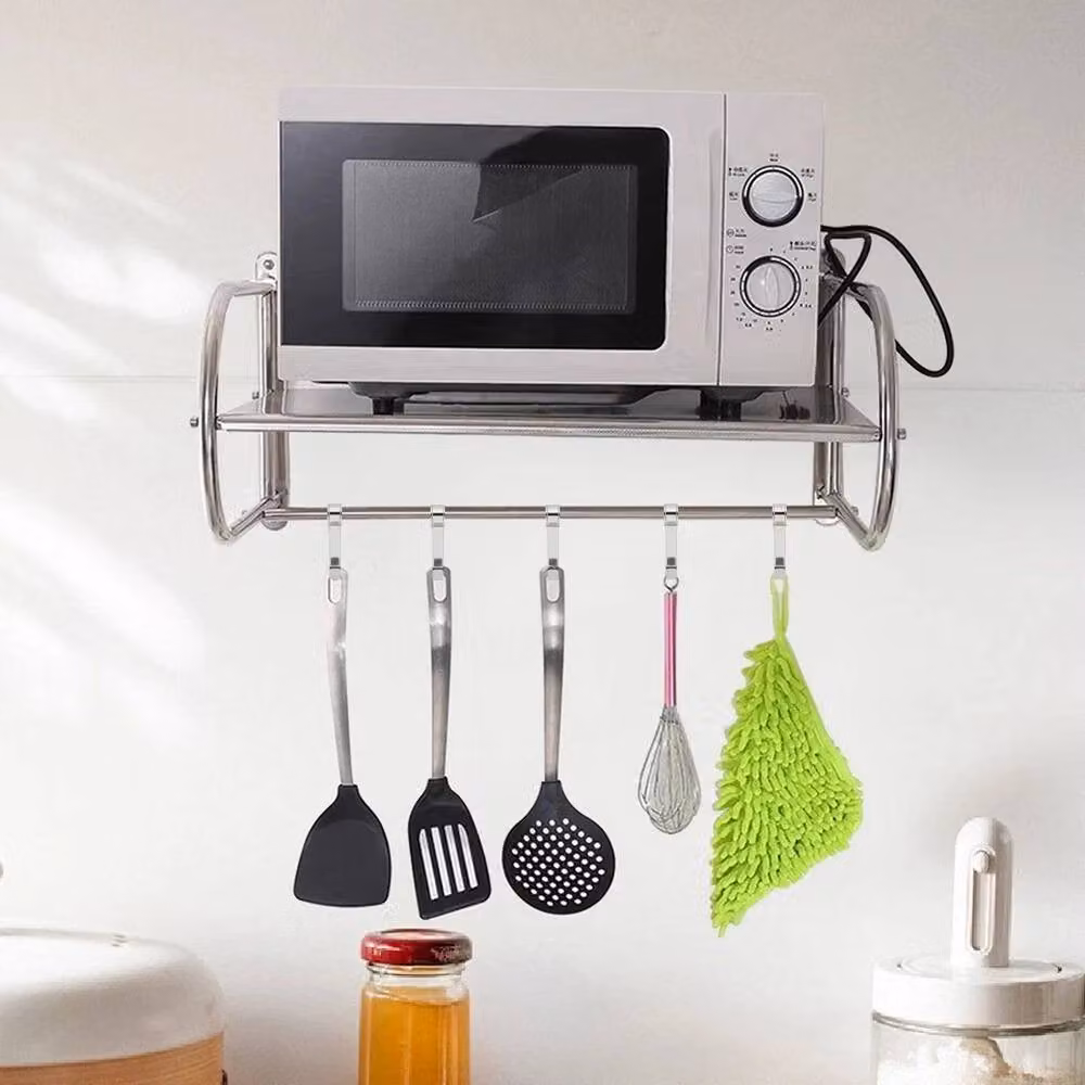 FLAVORA Wall Mounted Microwave Oven Stand in Silver – 3