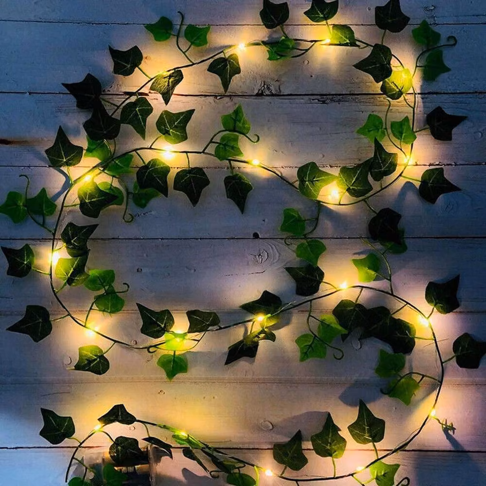 SPETLEK Green LED Ivy Leaf Garland Fairy String Lights with Warm White Glow, 2m – 4