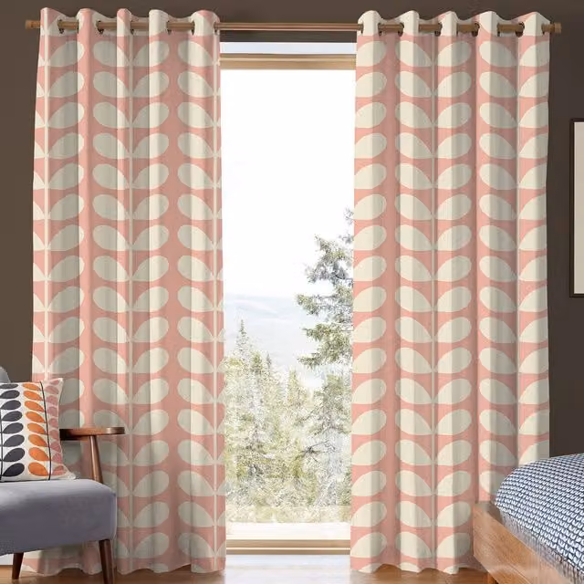 Orla Kiely Jumbo Solid Stem Made to Measure Blackout Cotton Curtain in Pink