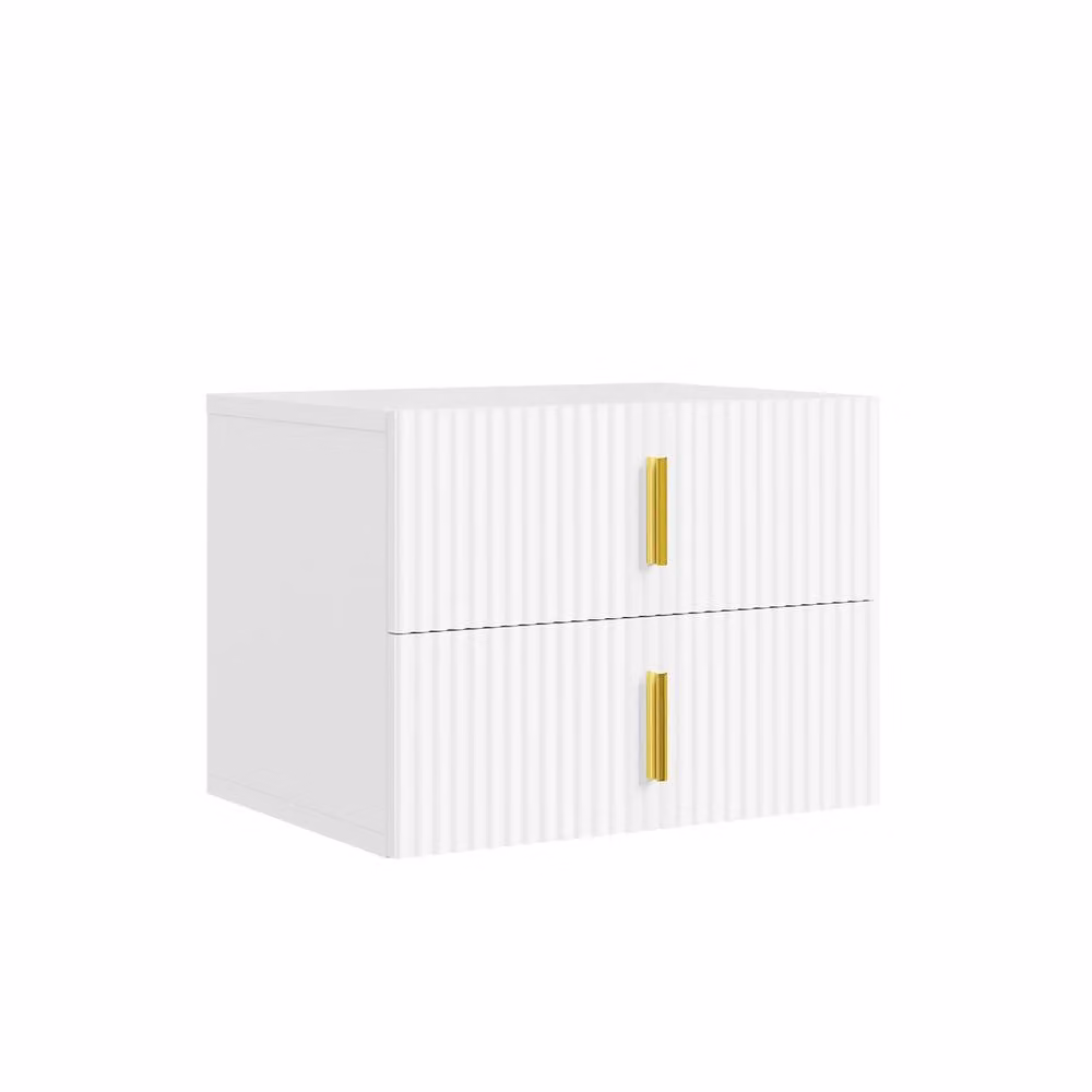 SoBuy Modern Wall Mounted Nightstand with 2 Drawers, White and Gold, W/D/H: 40 x 30 x 40 cm – 2
