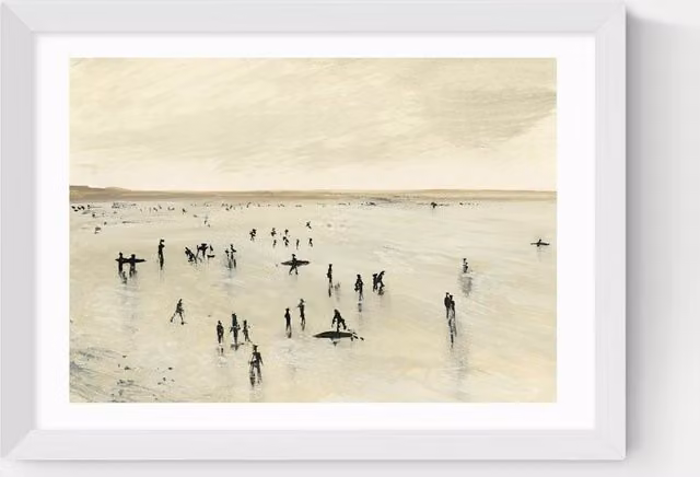 East End Prints Croyde Framed Multicolour Landscape Art Print in White
