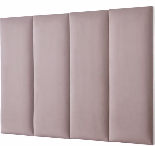 Novecrafto Set of 4 Pink Velvet Upholstered Wall Panels with Adhesive, W: 80 cm, H: 30 cm