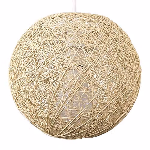 MiniSun Modern Beige Rattan Lattice Sphere Ceiling Pendant Light Shade, Shade Width: 20 cm