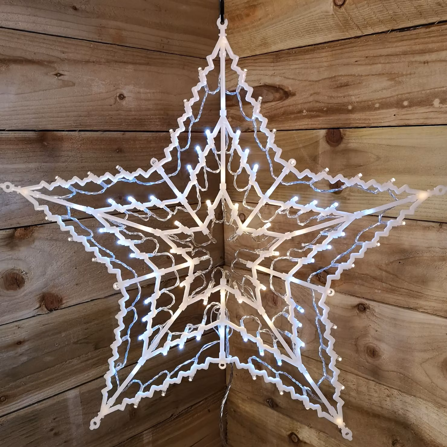 Samuel Alexander 50cm Animated Light Up Window Christmas Star with 100 White and Warm White LEDs in White – 2
