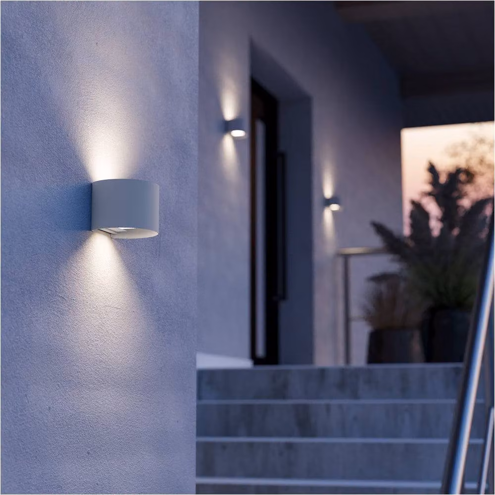 Loops Modern White LED Up and Down Wall Light with Included Bulb – 2