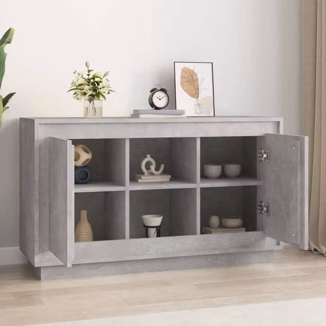 Berkfield Home Modern Sideboard in Concrete Grey, W/D/H: 102 x 35 x 60 cm