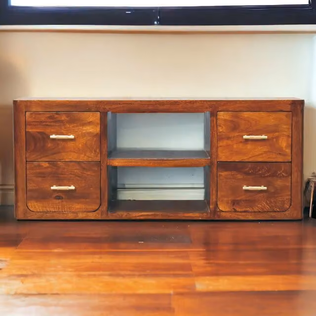 Artisan Furniture Luca Mango Wood Media Unit in Brown and Gold