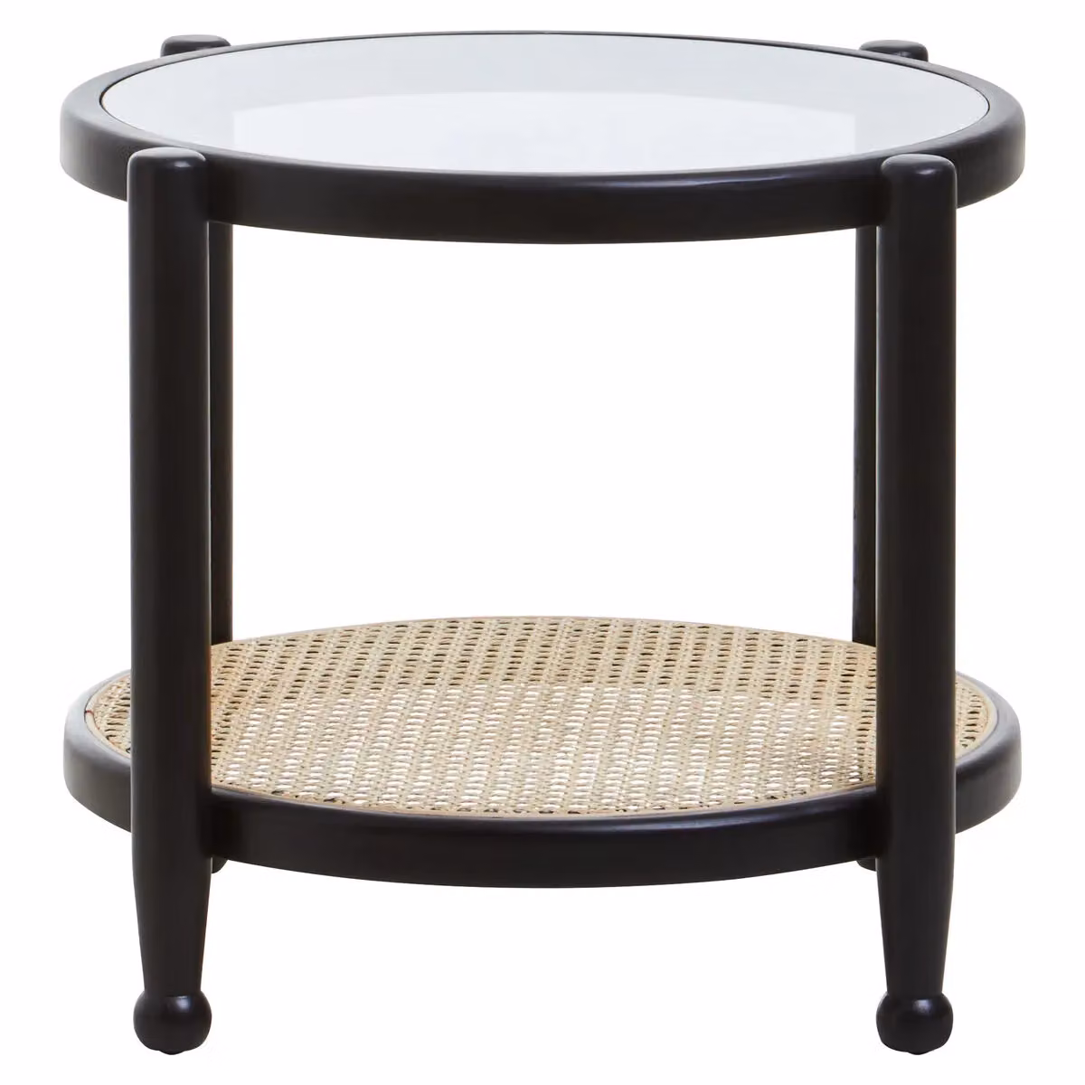 Orsina Cebu Round Rattan and Glass Side Table in Black – 5
