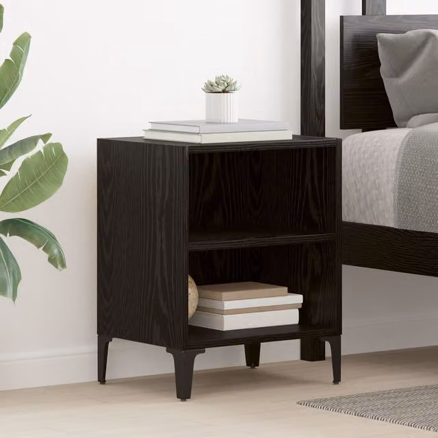 Berkfield Home Set of 2 Modern Black Oak Bedside Cabinets, W/D/H: 40 x 30 x 50 cm