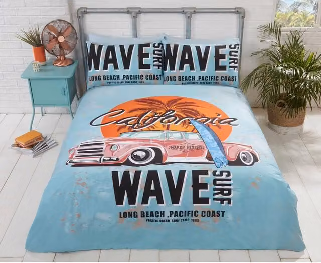 Rapport Home California Reversible Polycotton Duvet Set with Pillowcase, Multicolor/Blue, 140 x 200 cm