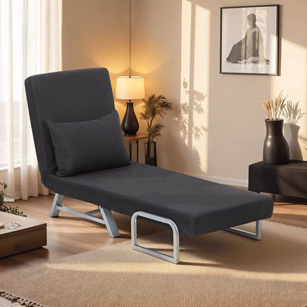 HOMCOM 3-in-1 Convertible Single Sofa Bed and Folding Chair in Black – 2