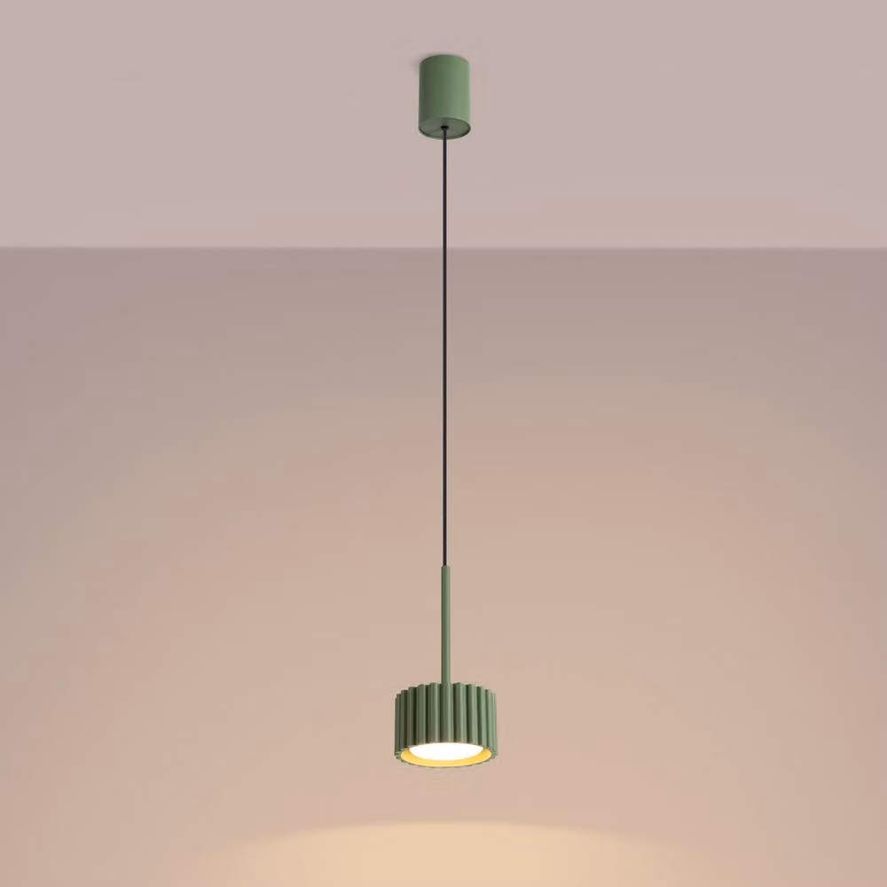 Sollux Lighting minimalist cylinder pendant lamp in green, W/D/H: 125 x 10 x 10 cm – 2