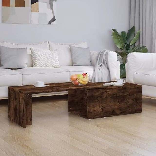 Berkfield Home Modern Smoked Oak Coffee Table in Brown, W/D/H: 150 x 50 x 35 cm – 1