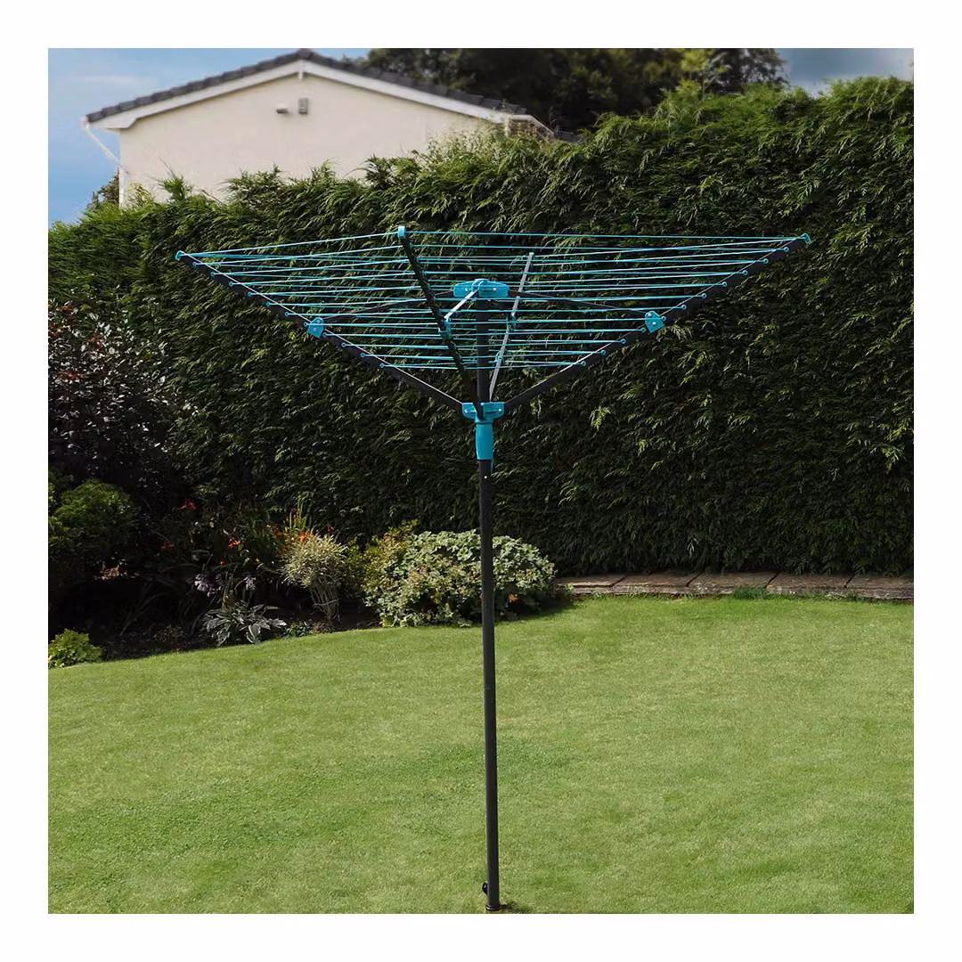 JVL 4 Arm Powder Coated Steel Rotary Airer in Grey – 2
