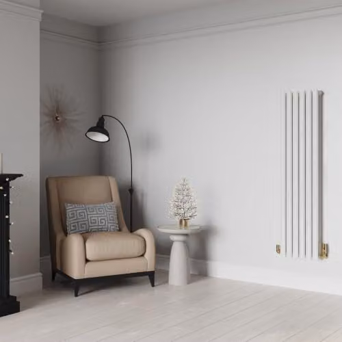 UK Radiators Omeara White Elliptical Tube Vertical Designer Radiator, H 140 cm x W 34.8 cm – 3