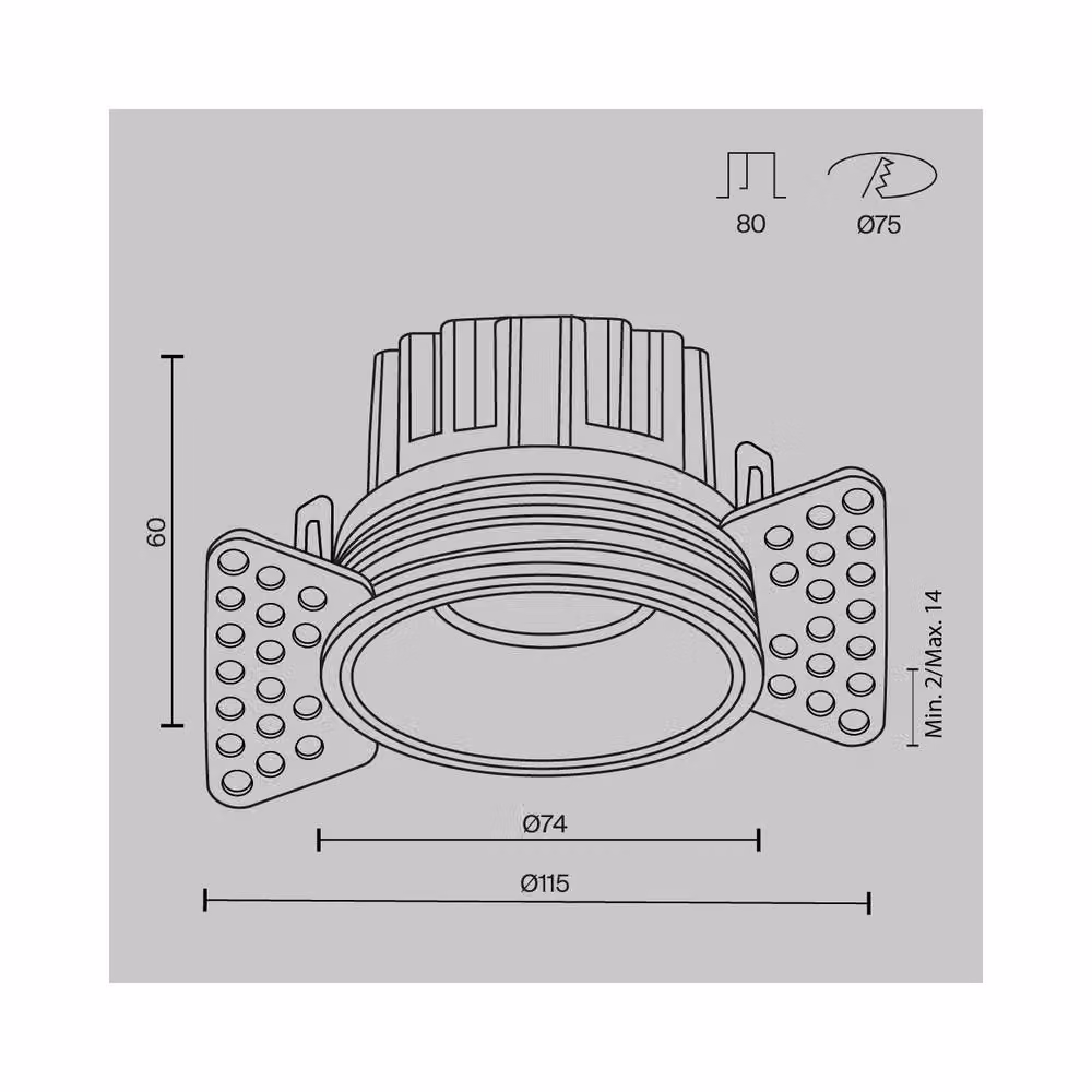 Netlighting Round Trimless Recessed LED Downlight in Black, 3000K, 830lm – 2