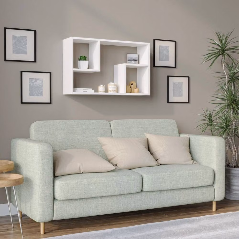 ERGOVEXA White Rectangular Floating Wall Mounted Shelf Unit with Back Panel – 2